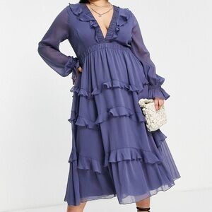 ASOS DESIGN curve tiered ruffle midi dress